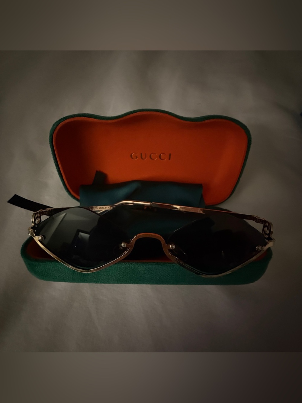 GG Women's Sunglasses with Black Lenses and Green Case